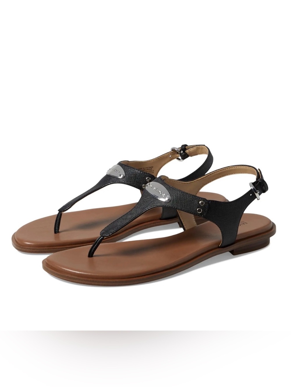 Michael Kors Black and Brown T-Strap Slingback Sandals Size 7M